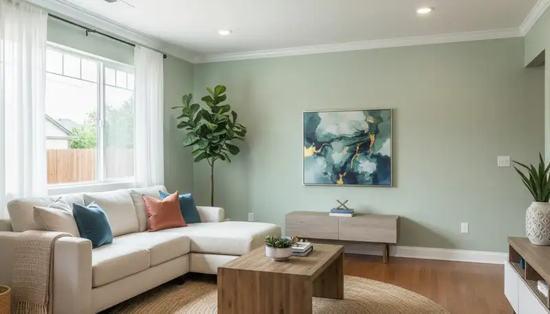 Freshly painted Reno, NV living room with smooth interior finishes by professional house painters