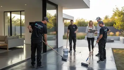 Professional concrete staining on Reno NV patio by expert decorative painting contractors