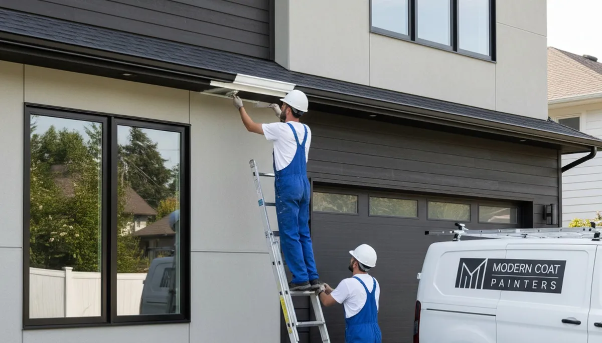 Professional gutter painting by house painters in Reno, NV enhancing curb appeal and UV protection
