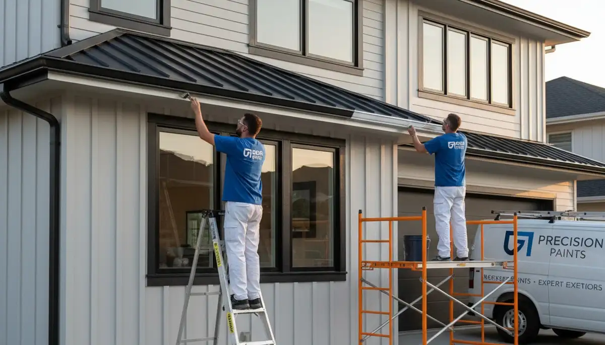 Professional gutter painting on a Reno NV home enhancing curb appeal and UV protection