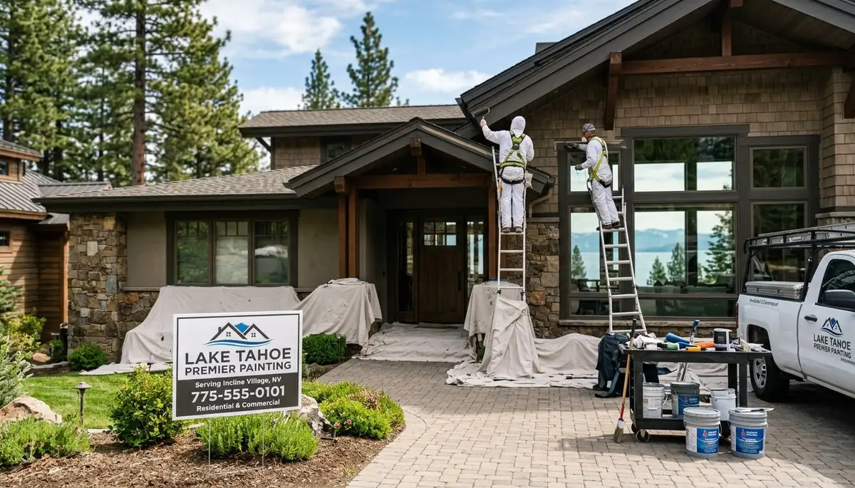 Professional house painters working on a residential exterior in Reno, NV