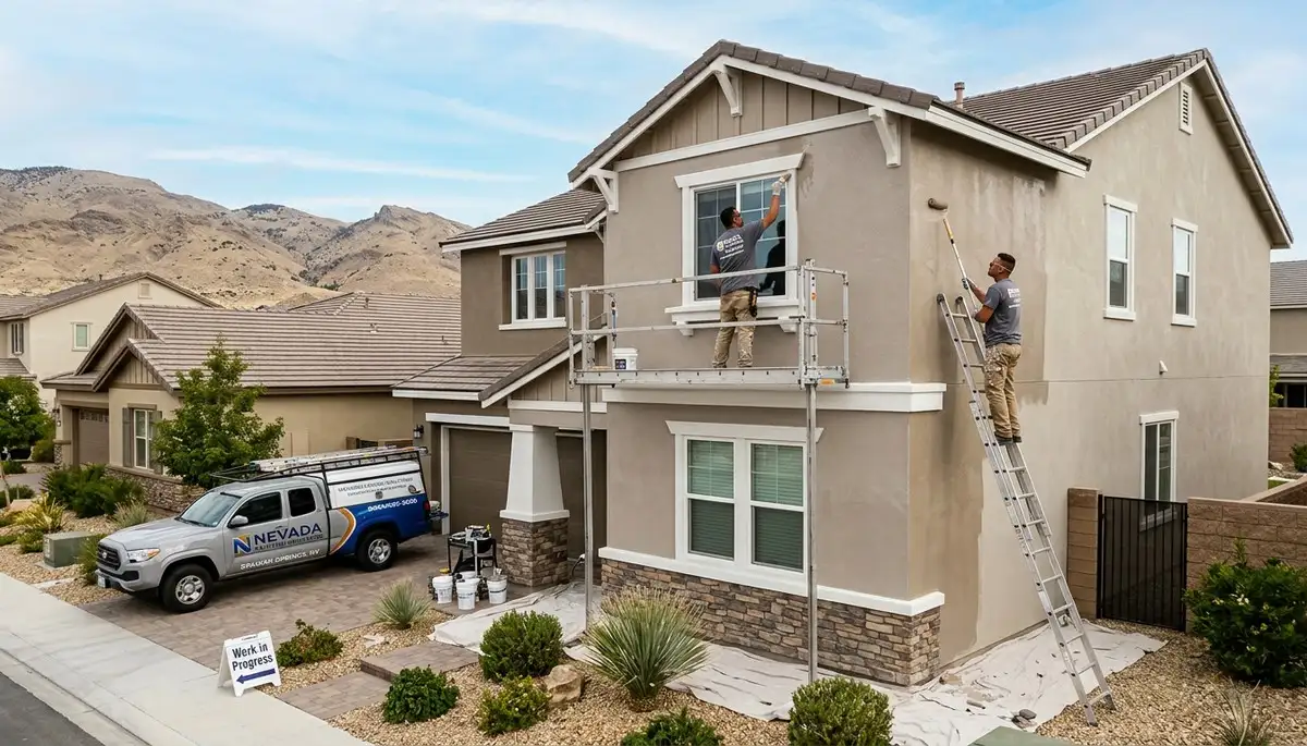 Professional house painting contractors working on home exterior in Reno NV