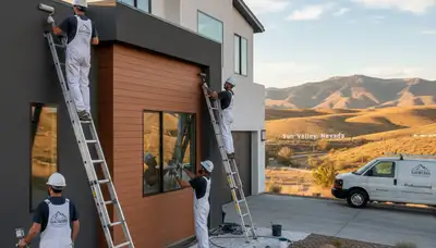 Professional house painters finishing exterior home project in Reno, NV