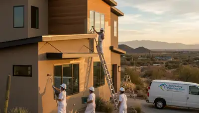 Professional house painters working on residential exterior in Reno, NV