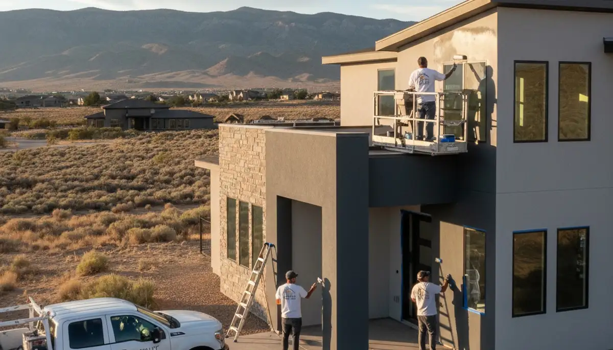 Professional house painters finishing exterior home painting in Reno, NV