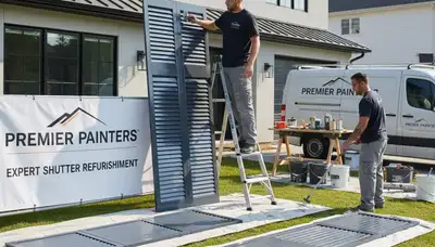 Professional shutter painting on Reno, NV home exterior by expert house painters
