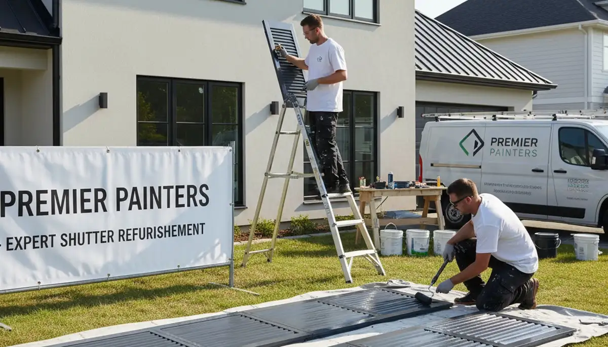 Professional shutter painting on Reno NV home exterior by expert house painters