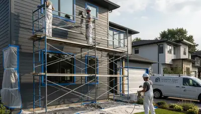 Professional siding painting on Reno NV home exterior for durable sun and weather protection