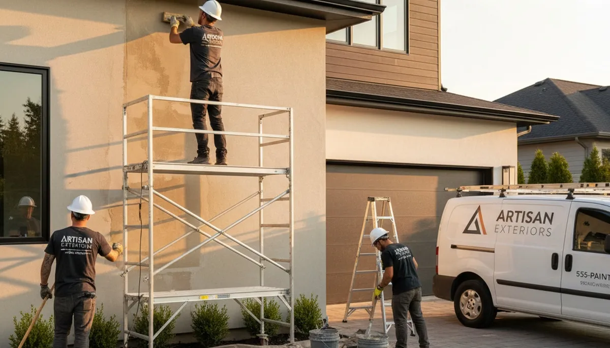Professional stucco repair on Reno NV home exterior by expert painting contractors