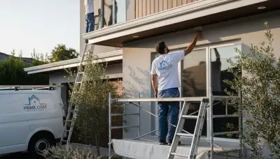 Professional trim and fascia painting on a Reno NV home by expert house painters