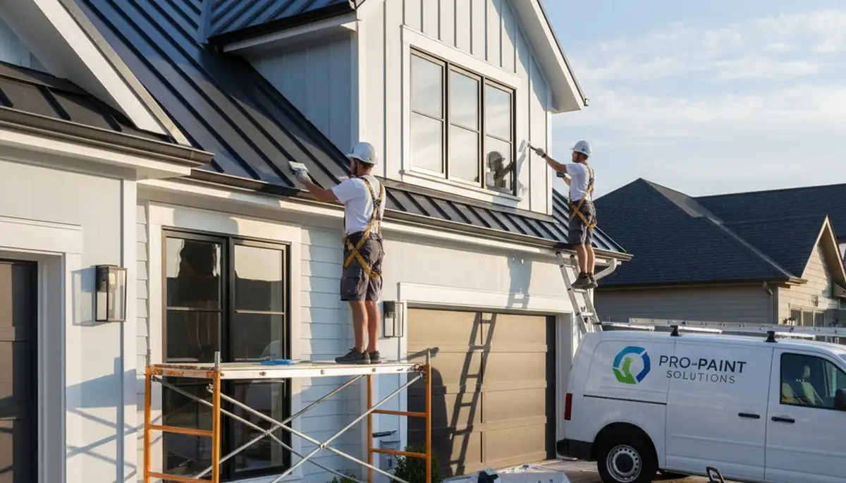 Professional trim and fascia painting on Reno NV home exterior by expert house painters